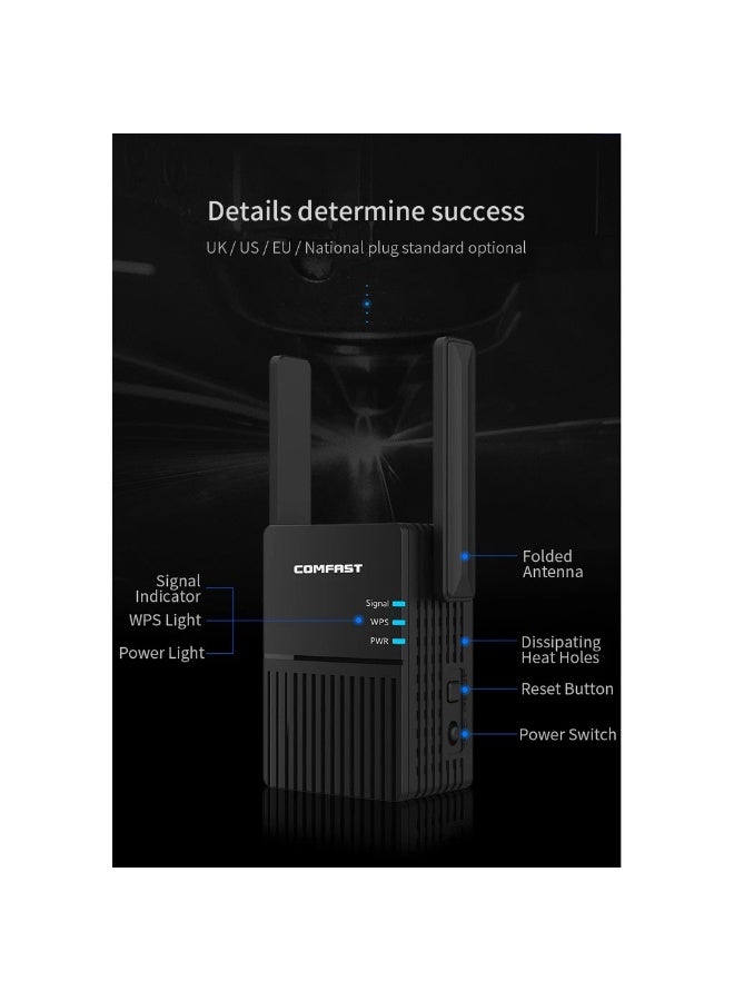 Comfast 1200Mbps Wifi Repeater Dual Band 2.4+5.8Ghz Wireless WiFi Extender Booster - Image 3